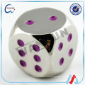 Refined wholesale plating metal colored dice with custom logo